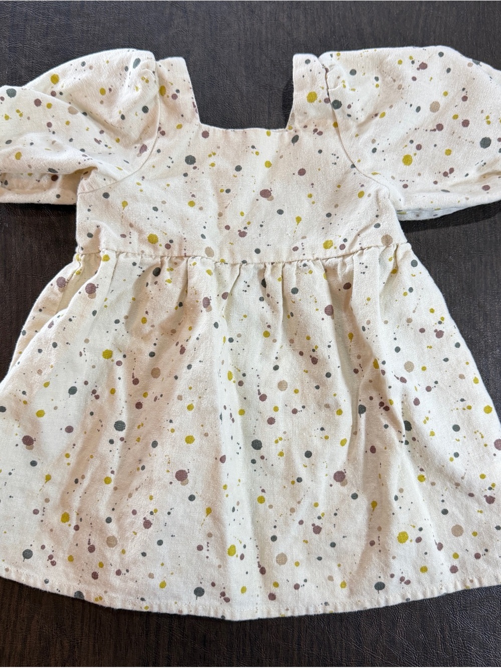 Rylee and Cru Greta Babydoll Dress with Multi-Color Paint Dot Print Sz 12-18M
